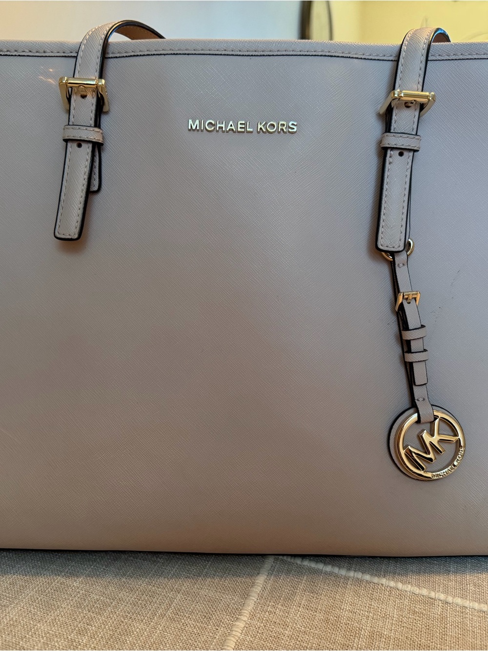 Michael Kors Saffiano Tote in Light Gray